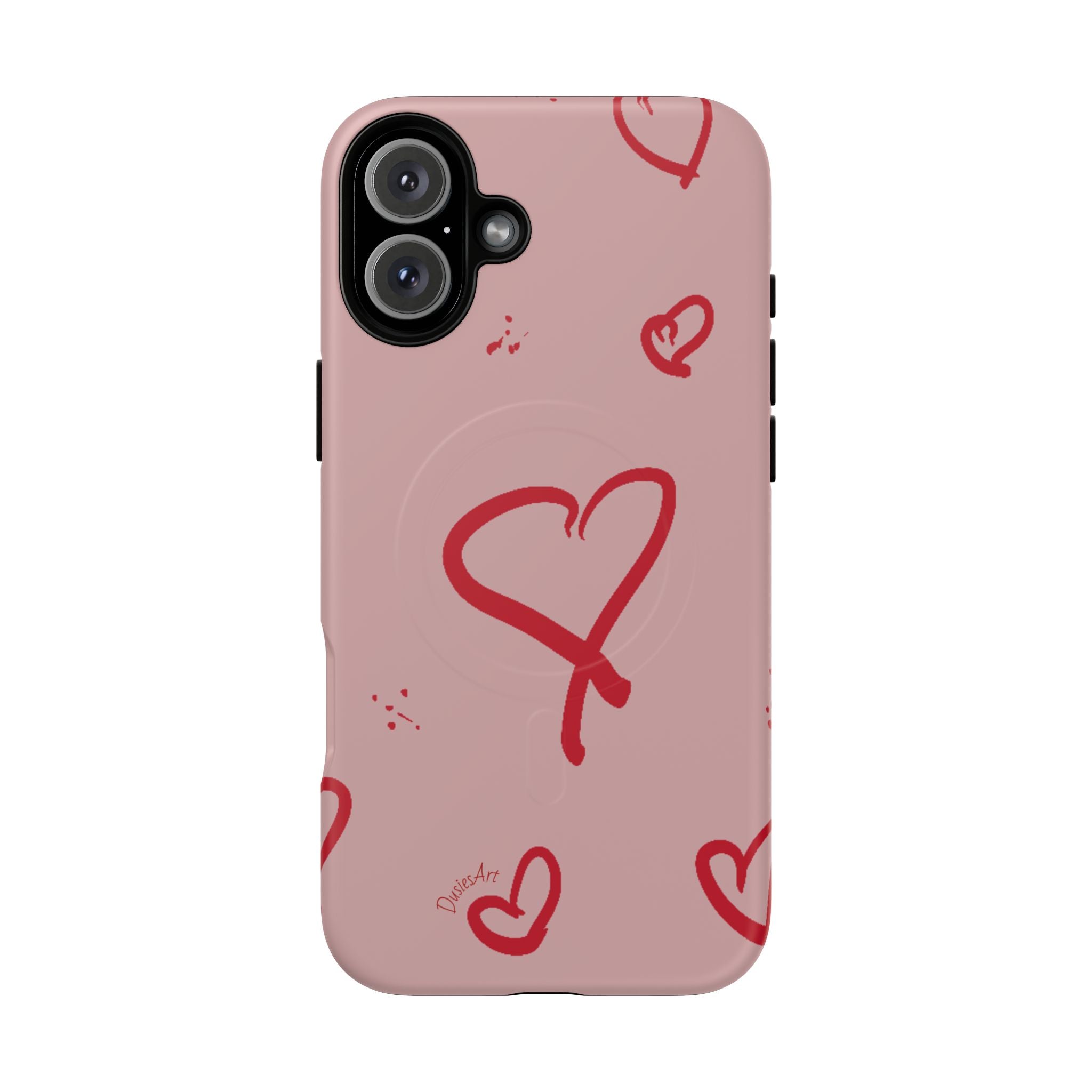 Red Doodle Hearts Phone Case | Tough Magnetic Case