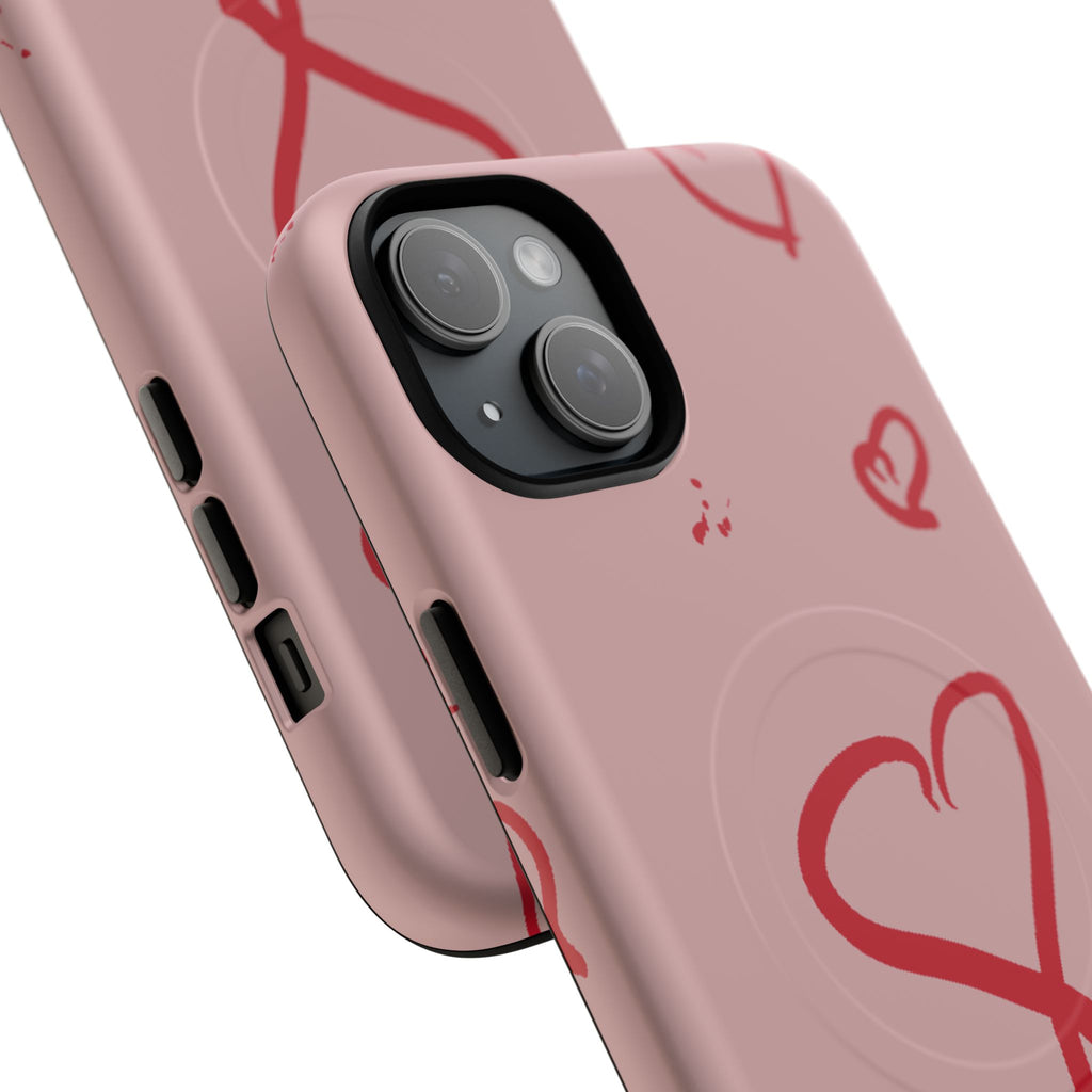 Red Doodle Hearts Phone Case | Tough Magnetic Case