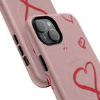 Red Doodle Hearts Phone Case | Tough Magnetic Case