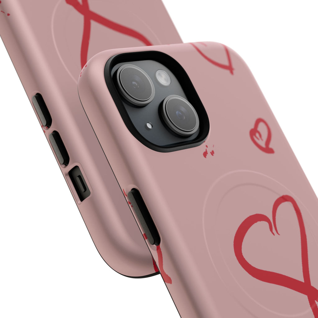 Red Doodle Hearts Phone Case | Tough Magnetic Case