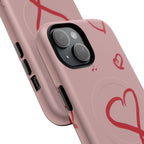 Red Doodle Hearts Phone Case | Tough Magnetic Case