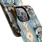 Sundown Cowgirl Boots Brown Phone Case | Coastal Western Patchwork MagSafe Design