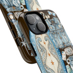 Sundown Cowgirl Boots Brown Phone Case | Coastal Western Patchwork MagSafe Design