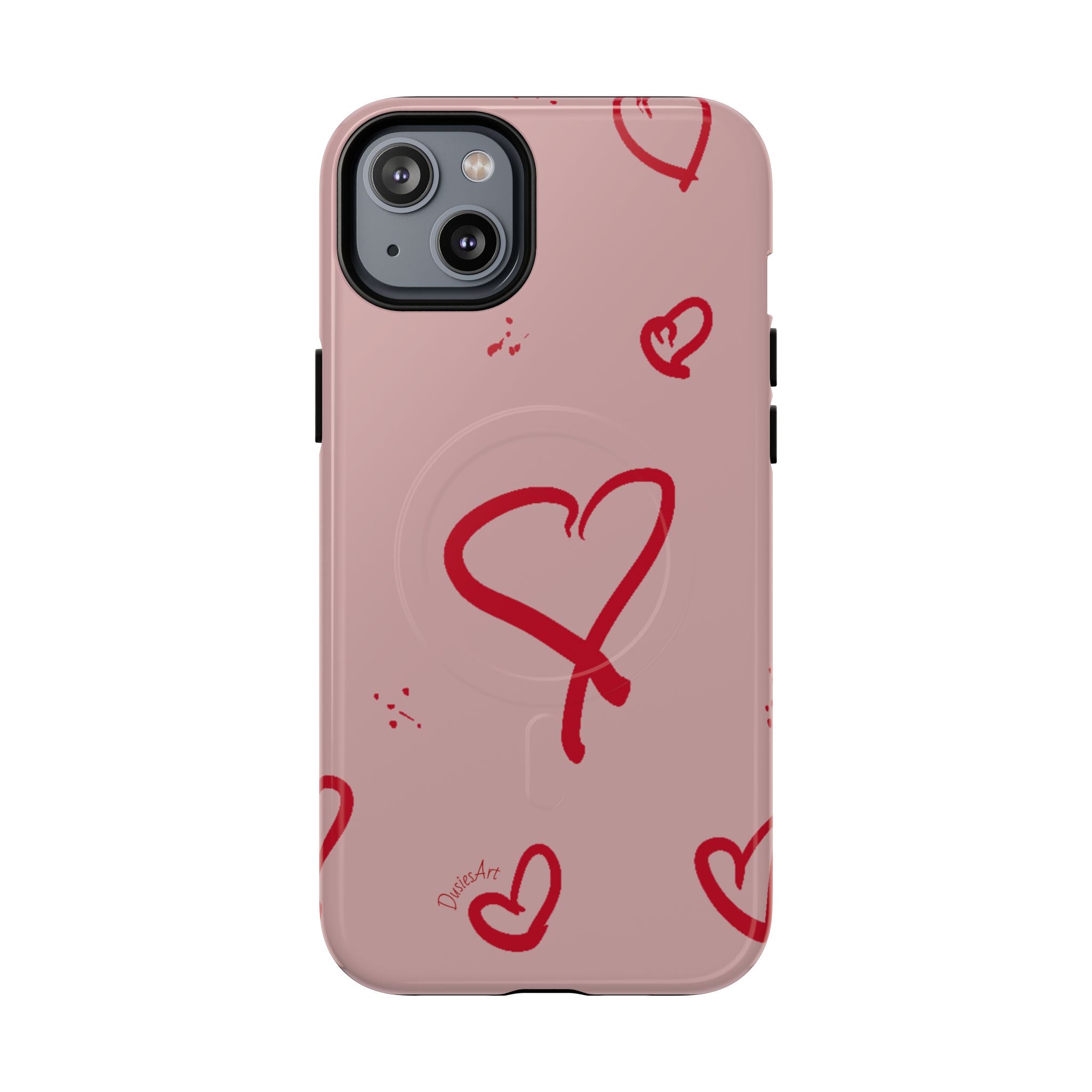 Red Doodle Hearts Phone Case | Tough Magnetic Case