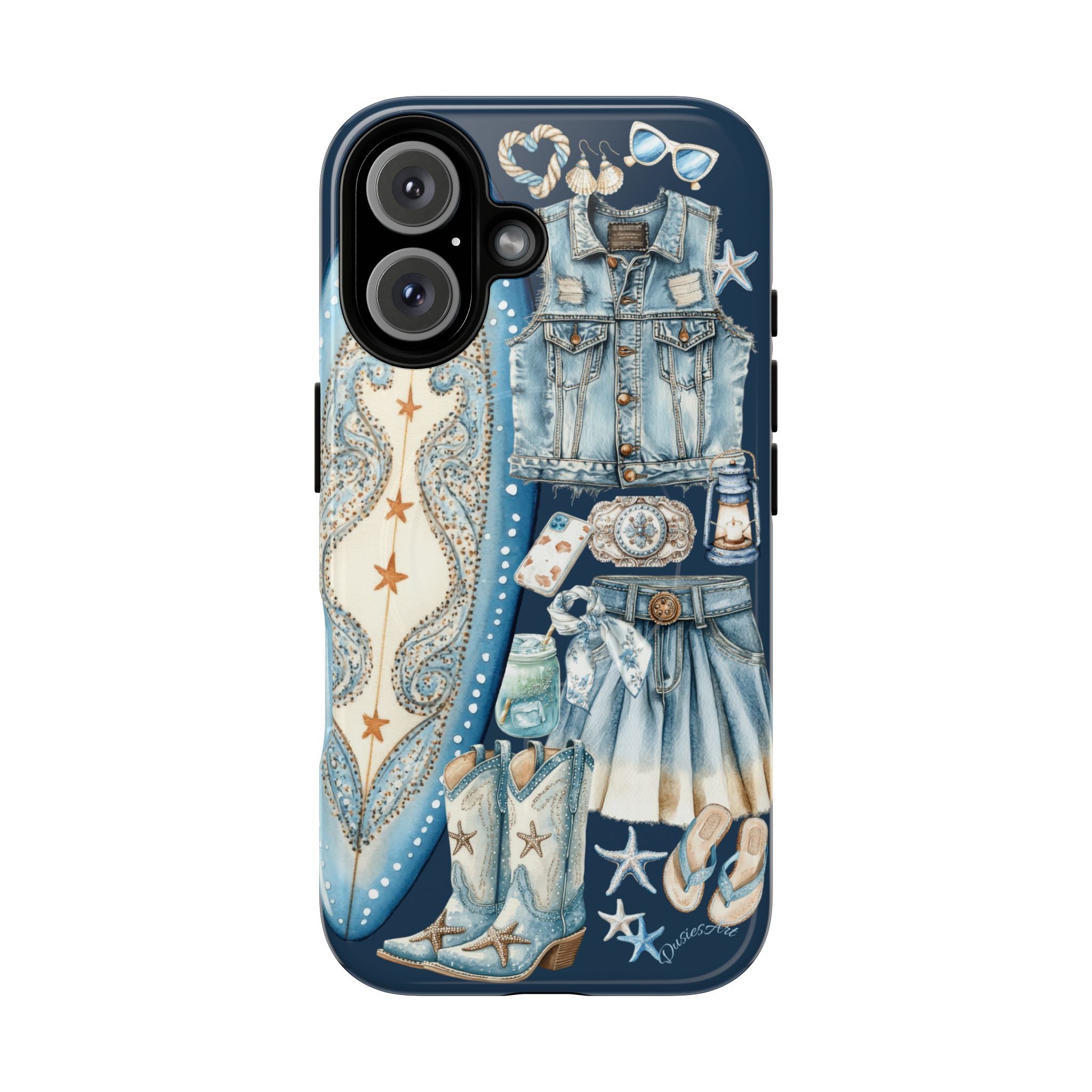 Sundown Cowgirl Boots Navy Tough Case