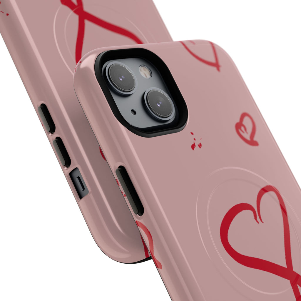 Red Doodle Hearts Phone Case | Tough Magnetic Case