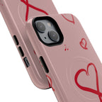Red Doodle Hearts Phone Case | Tough Magnetic Case