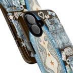 Sundown Cowgirl Boots Brown Phone Case | Coastal Western Patchwork MagSafe Design