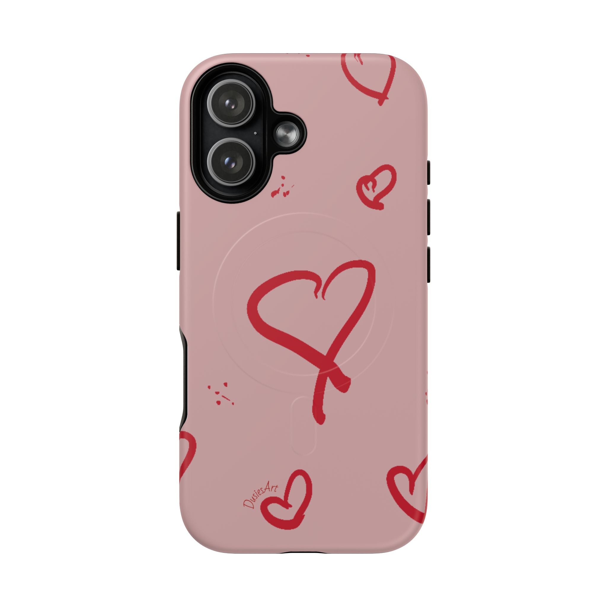Red Doodle Hearts Phone Case | Tough Magnetic Case