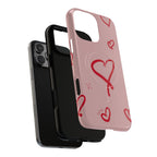 Red Doodle Hearts Phone Case | Tough Magnetic Case