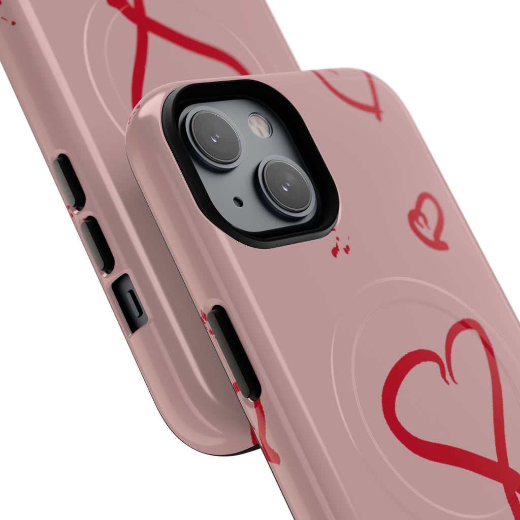 Red Doodle Hearts Phone Case | Tough Magnetic Case