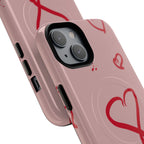 Red Doodle Hearts Phone Case | Tough Magnetic Case