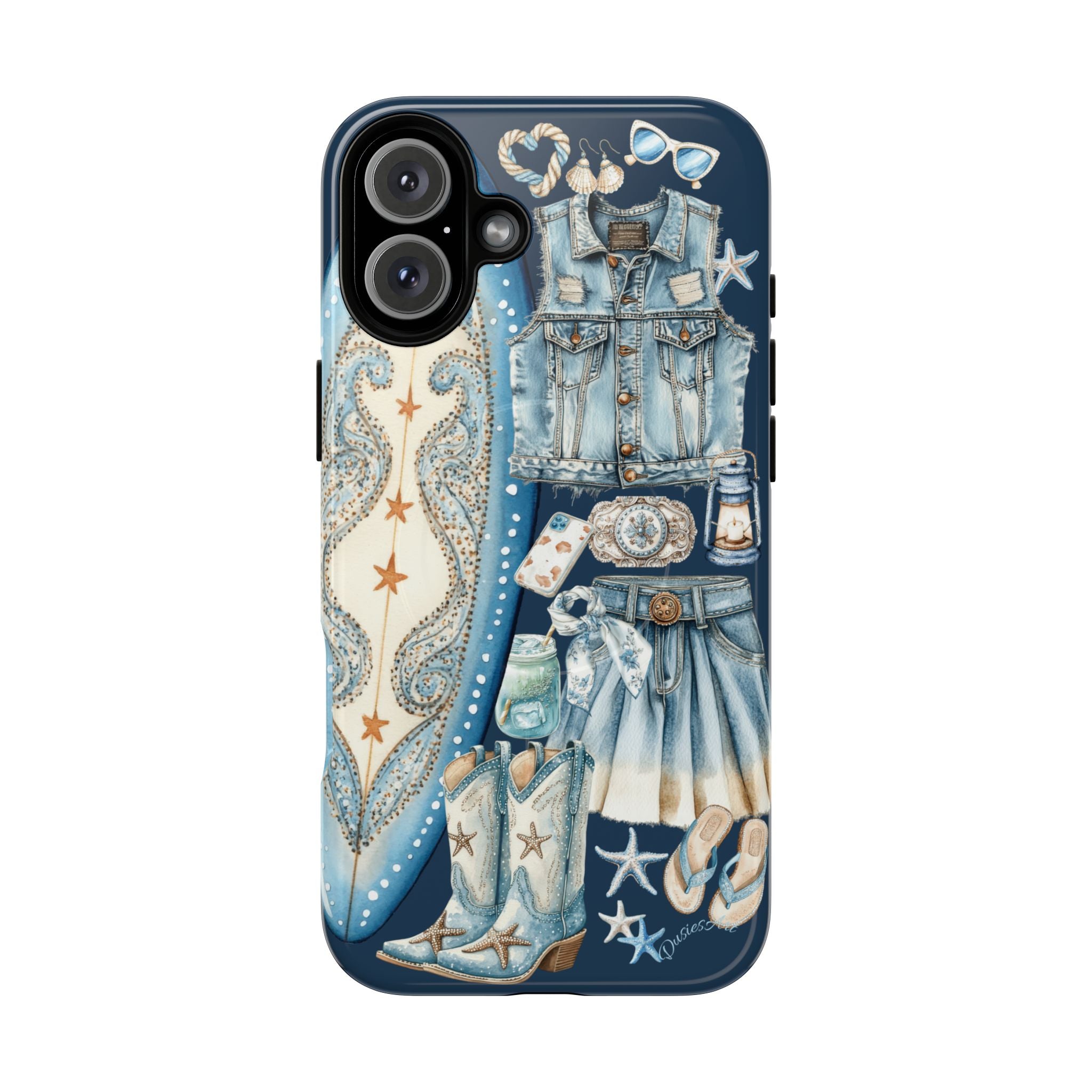 Sundown Cowgirl Boots Navy Tough Case