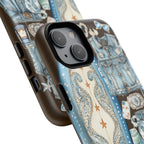 Sundown Cowgirl Boots Brown Phone Case | Coastal Western Patchwork MagSafe Design