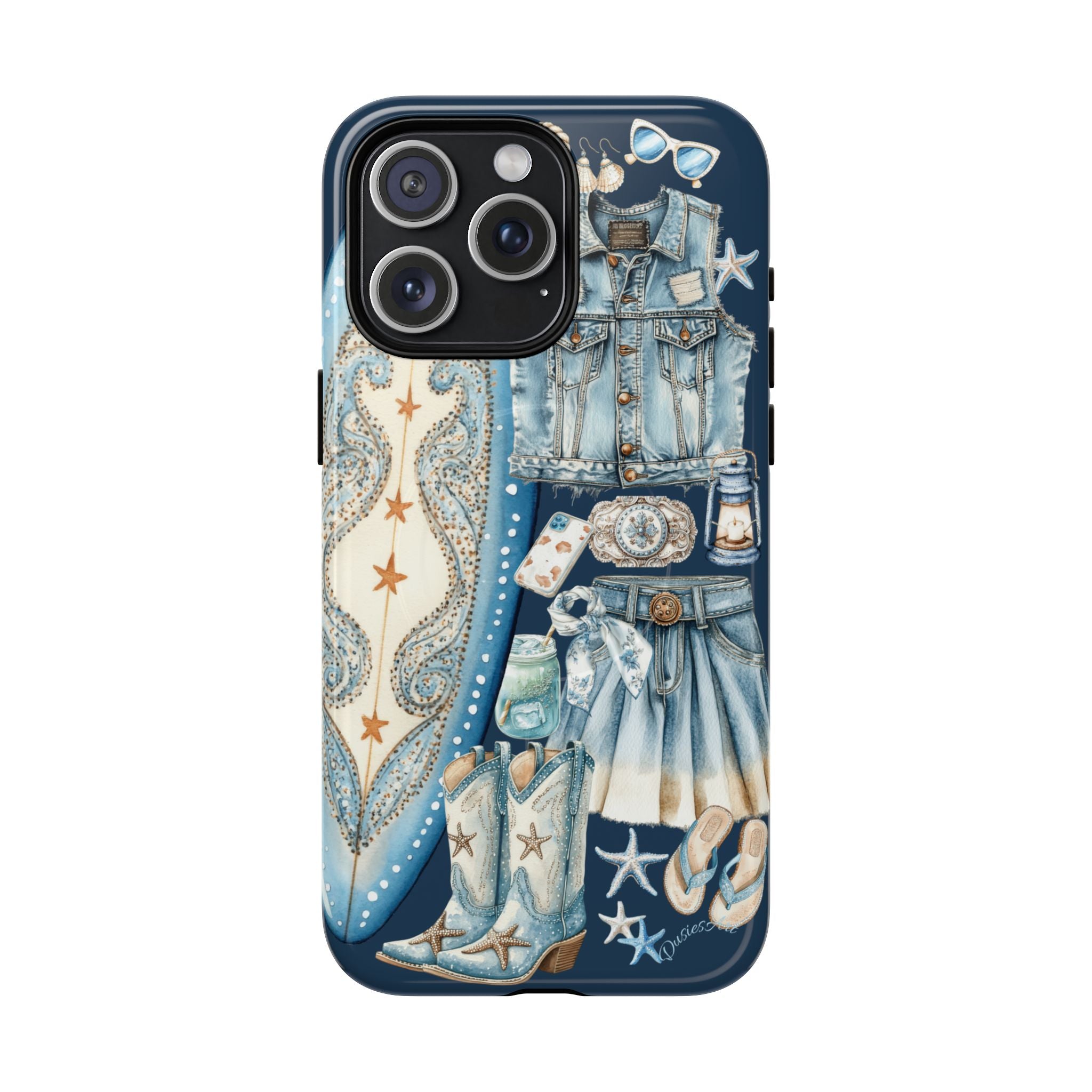 Sundown Cowgirl Boots Navy Tough Case