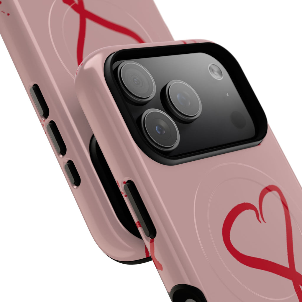 Red Doodle Hearts Phone Case | Tough Magnetic Case