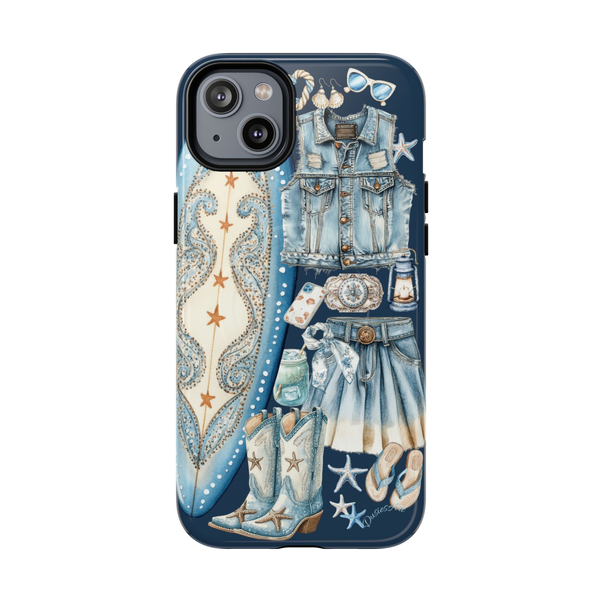 Sundown Cowgirl Boots Navy Tough Case