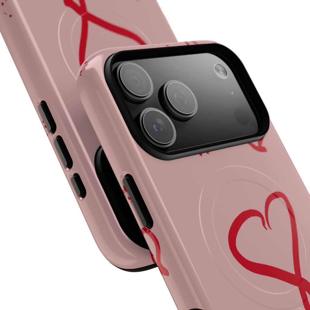 Red Doodle Hearts Phone Case | Tough Magnetic Case