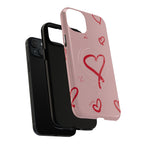 Red Doodle Hearts Phone Case | Tough Magnetic Case