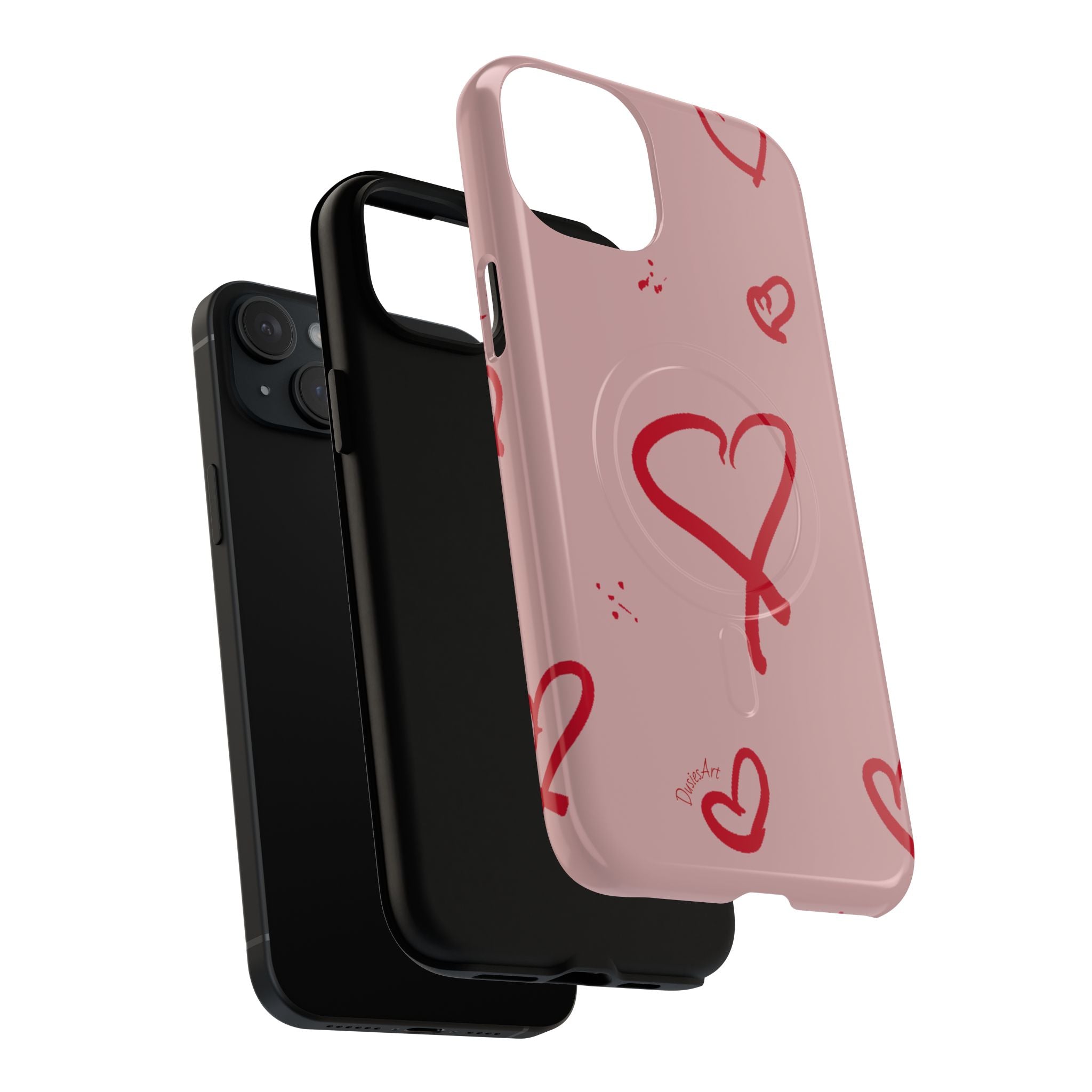 Red Doodle Hearts Phone Case | Tough Magnetic Case