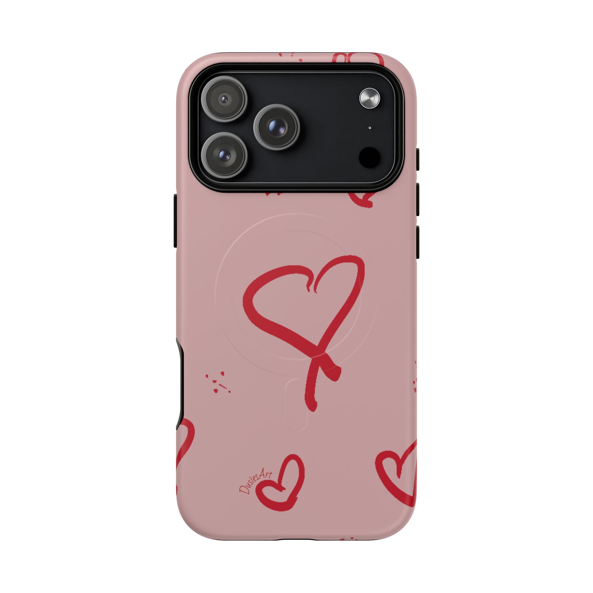 Red Doodle Hearts Phone Case | Tough Magnetic Case