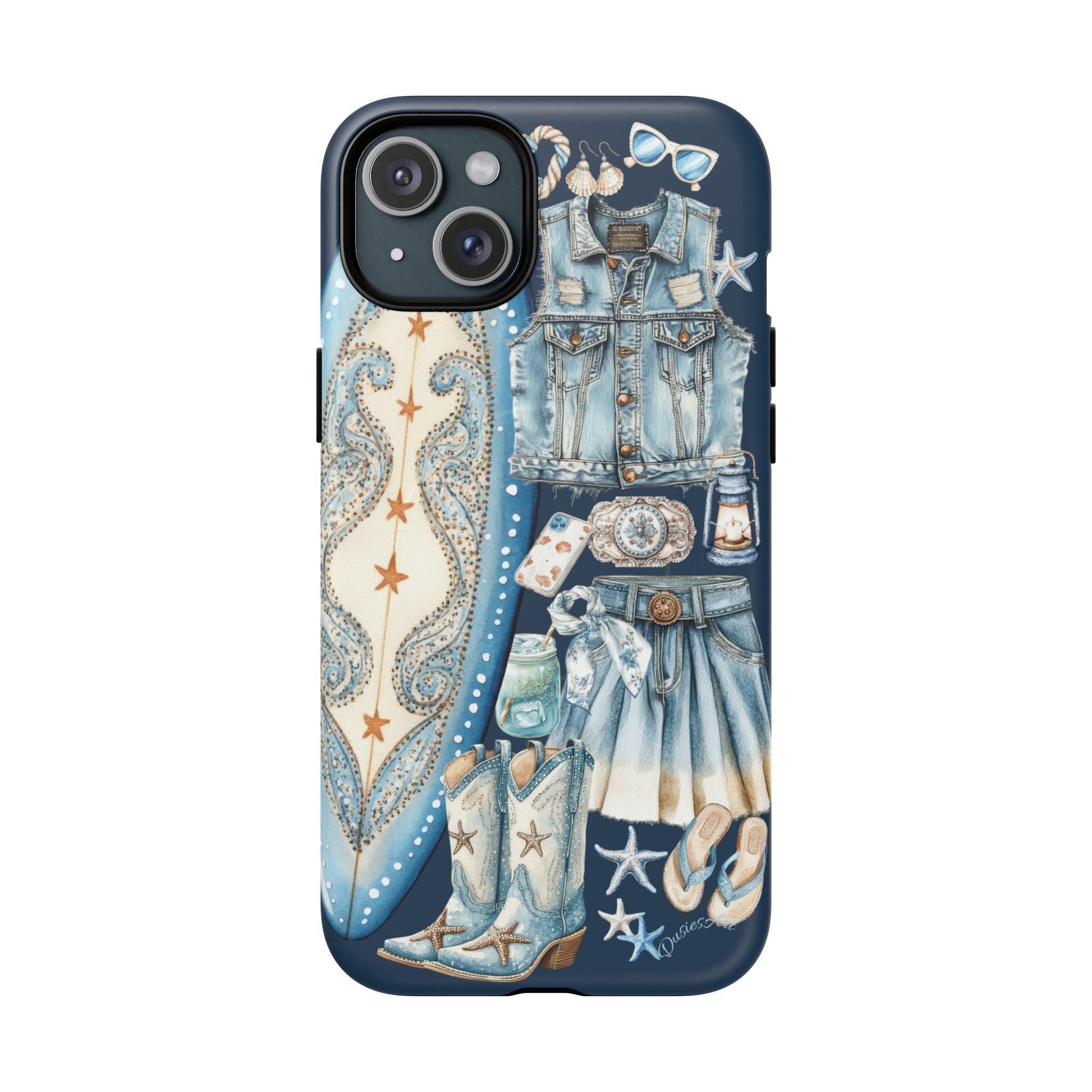 Sundown Cowgirl Boots Navy Tough Case