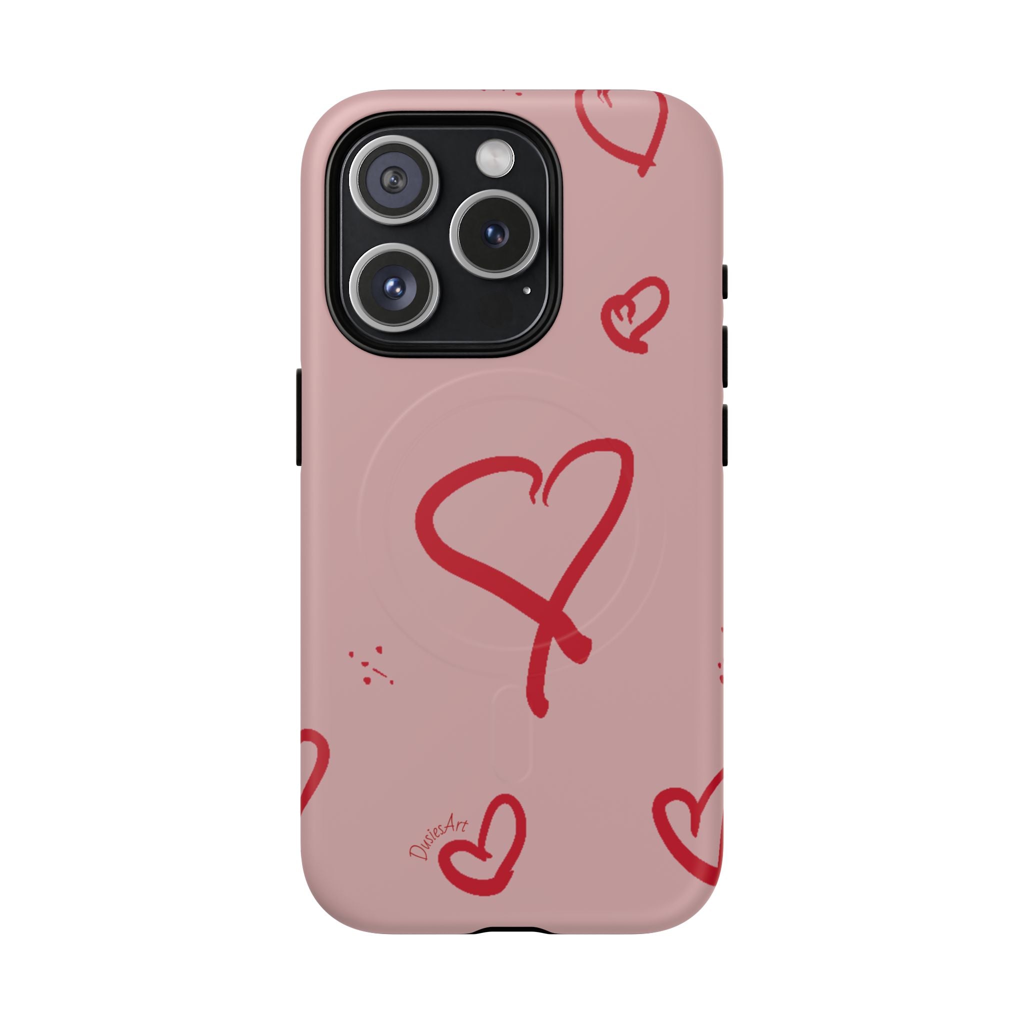 Red Doodle Hearts Phone Case | Tough Magnetic Case