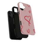 Red Doodle Hearts Phone Case | Tough Magnetic Case