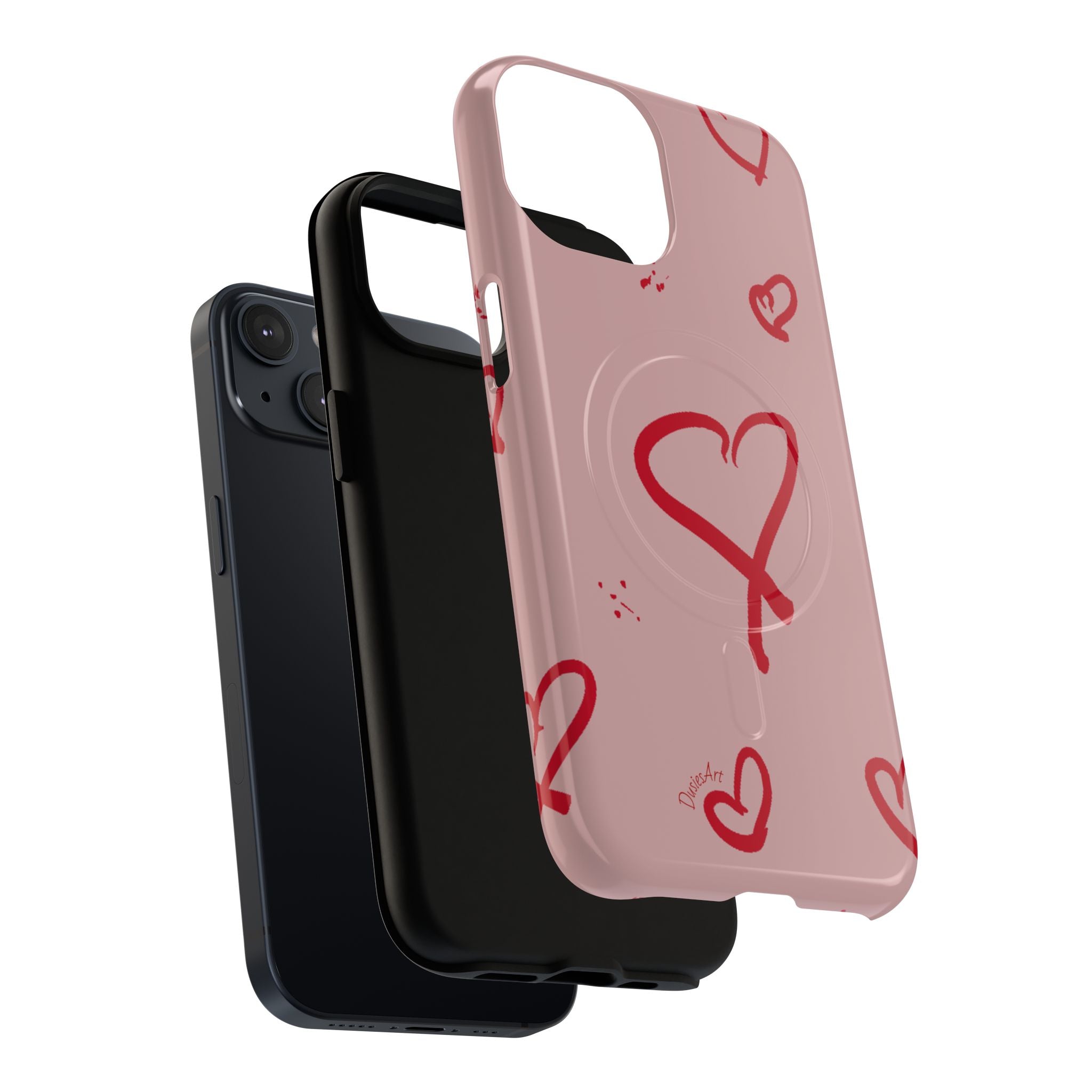 Red Doodle Hearts Phone Case | Tough Magnetic Case