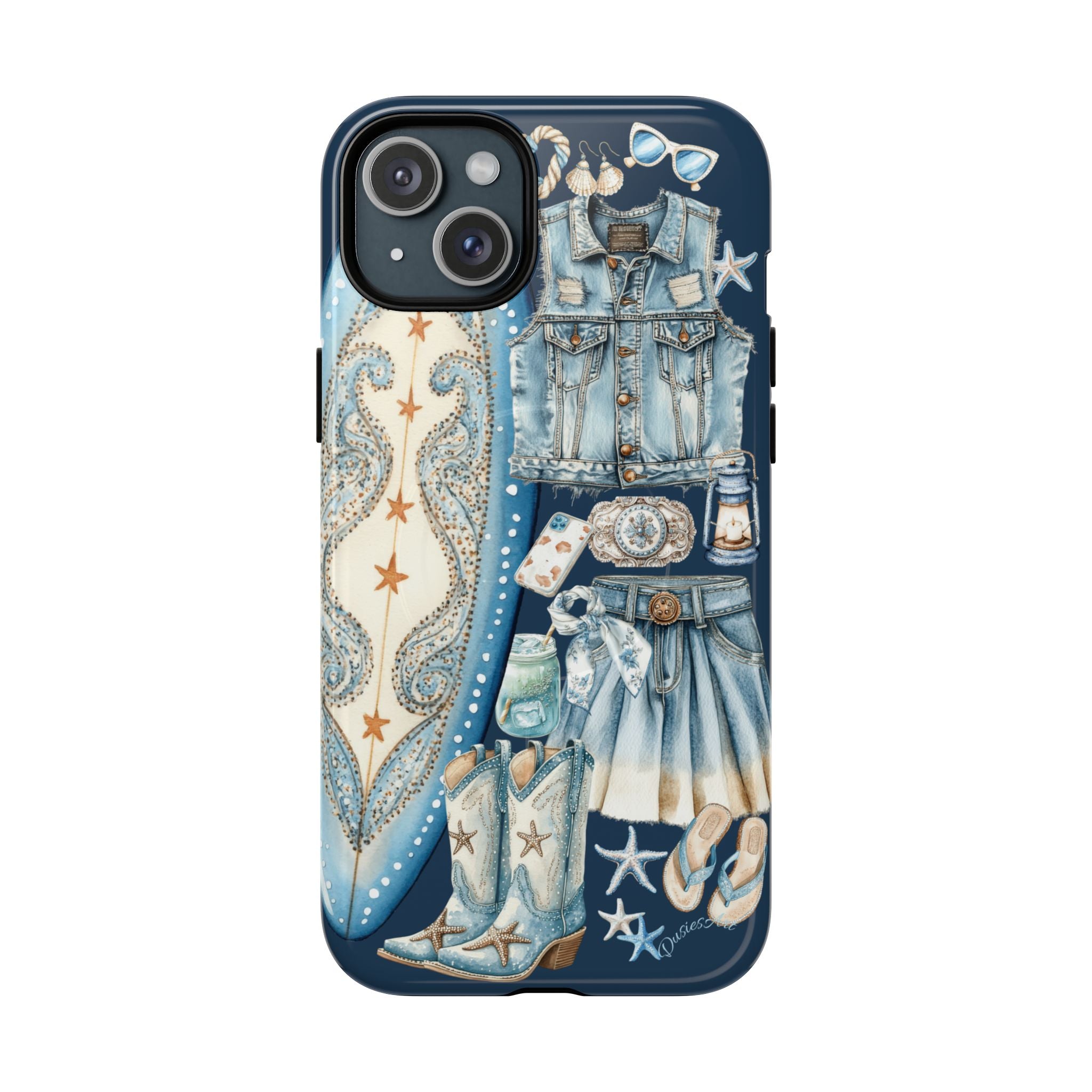 Sundown Cowgirl Boots Navy Tough Case