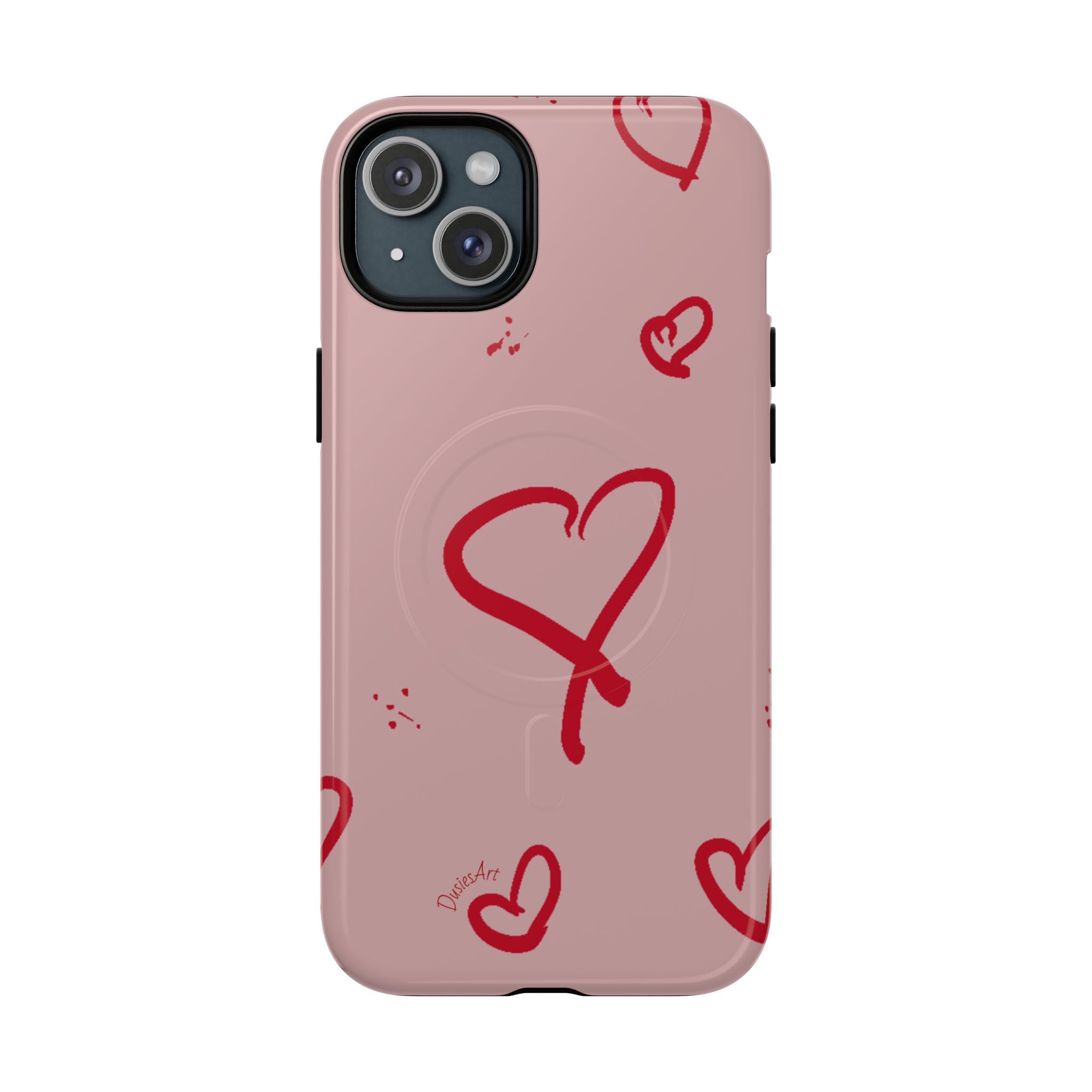 Red Doodle Hearts Phone Case | Tough Magnetic Case