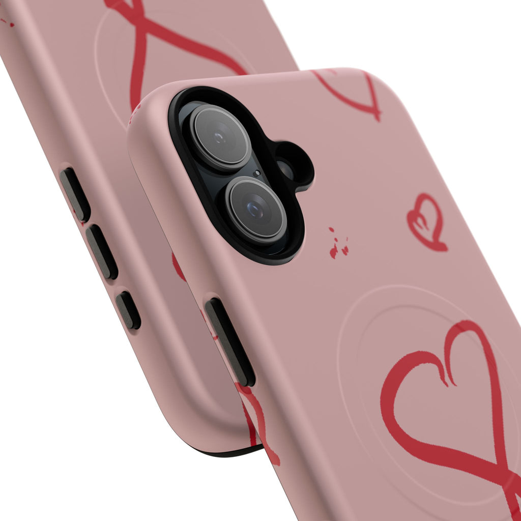 Red Doodle Hearts Phone Case | Tough Magnetic Case