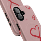 Red Doodle Hearts Phone Case | Tough Magnetic Case