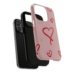 Red Doodle Hearts Phone Case | Tough Magnetic Case