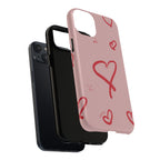 Red Doodle Hearts Phone Case | Tough Magnetic Case