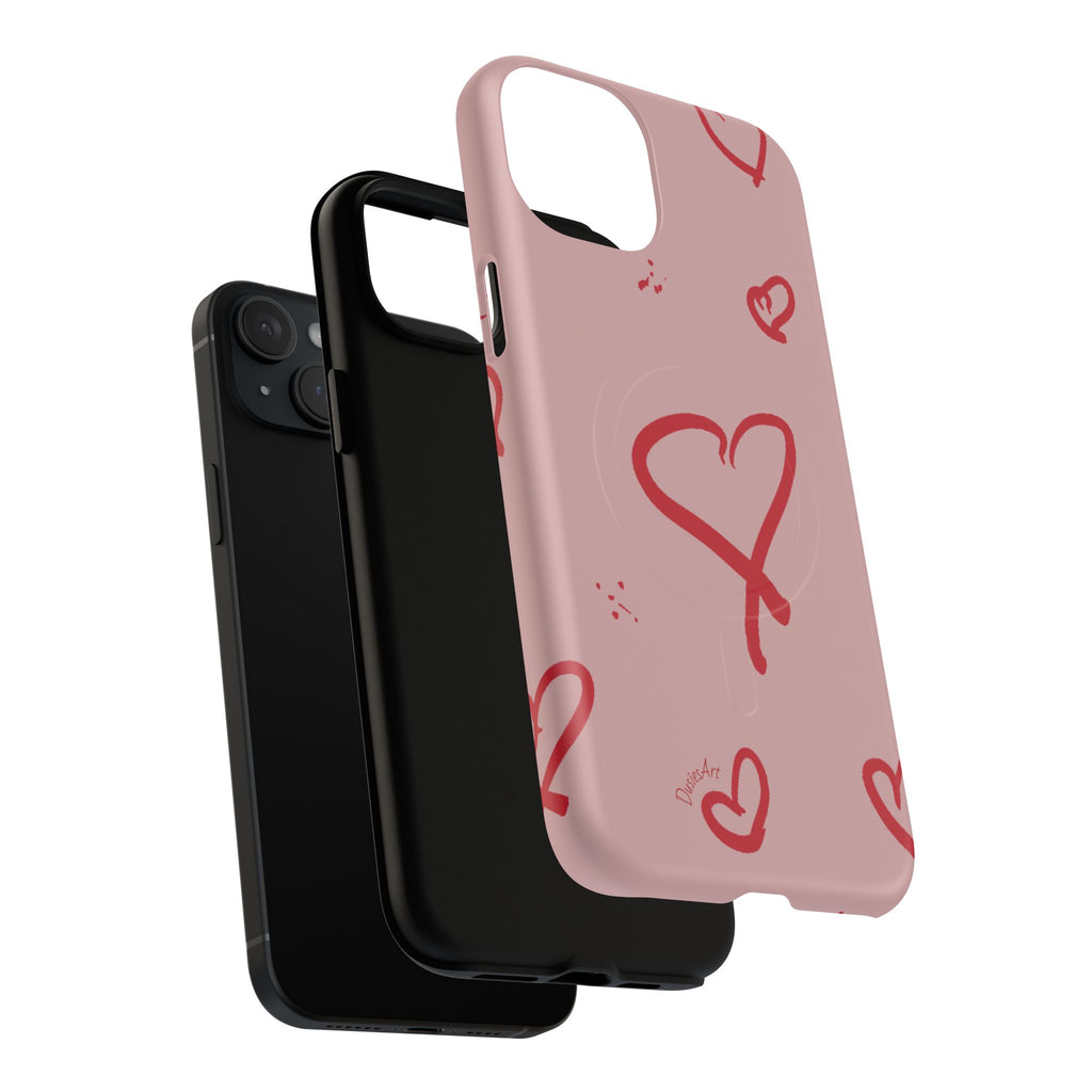 Red Doodle Hearts Phone Case | Tough Magnetic Case