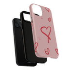 Red Doodle Hearts Phone Case | Tough Magnetic Case