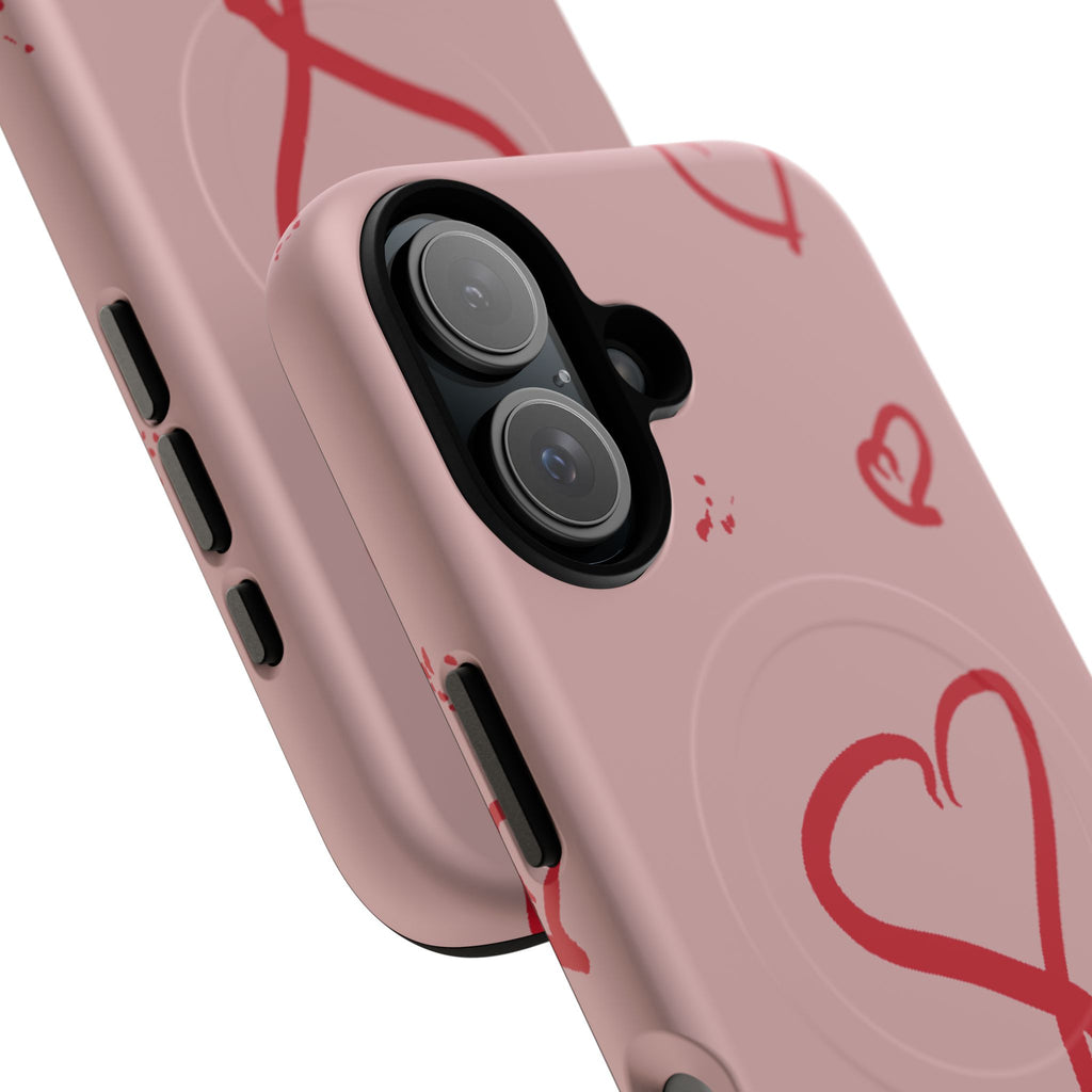 Red Doodle Hearts Phone Case | Tough Magnetic Case