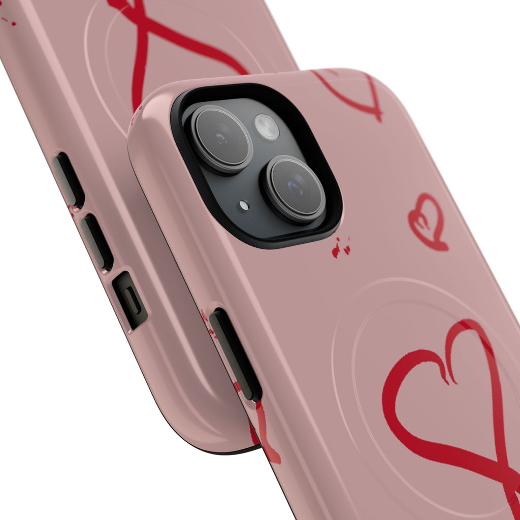 Red Doodle Hearts Phone Case | Tough Magnetic Case