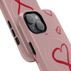 Red Doodle Hearts Phone Case | Tough Magnetic Case