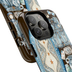 Sundown Cowgirl Boots Brown Phone Case | Coastal Western Patchwork MagSafe Design