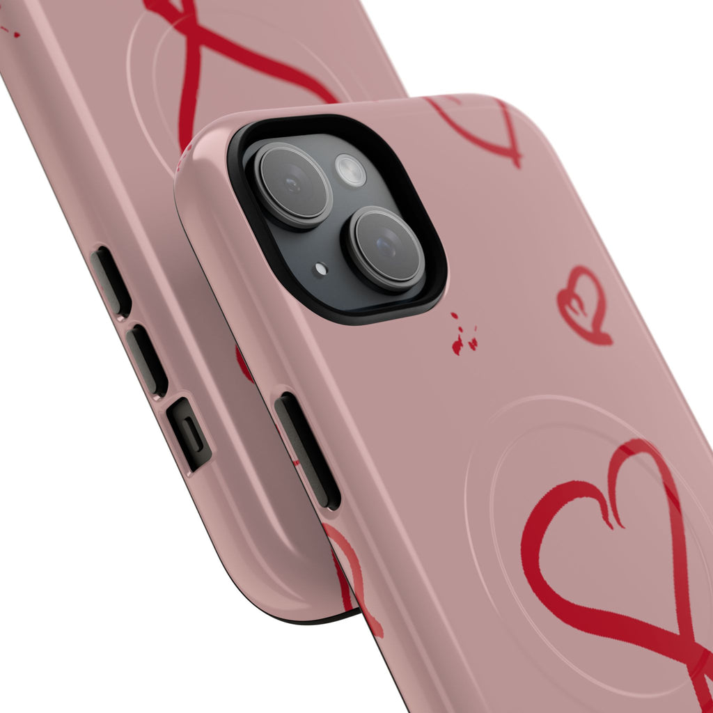 Red Doodle Hearts Phone Case | Tough Magnetic Case