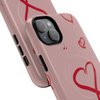 Red Doodle Hearts Phone Case | Tough Magnetic Case