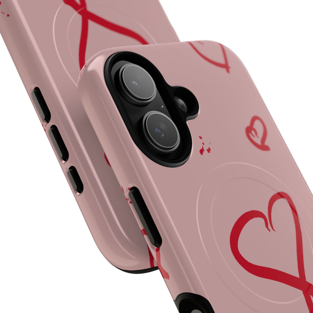 Red Doodle Hearts Phone Case | Tough Magnetic Case