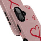 Red Doodle Hearts Phone Case | Tough Magnetic Case