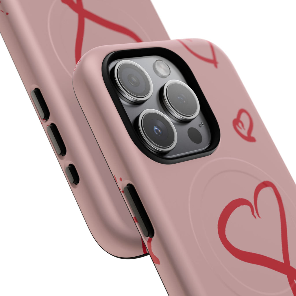 Red Doodle Hearts Phone Case | Tough Magnetic Case