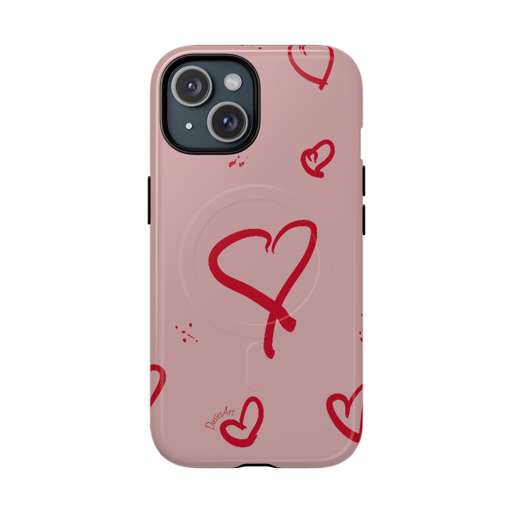 Red Doodle Hearts Phone Case | Tough Magnetic Case