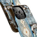 Sundown Cowgirl Boots Brown Phone Case | Coastal Western Patchwork MagSafe Design