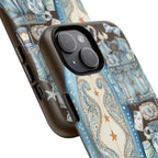 Sundown Cowgirl Boots Brown Phone Case | Coastal Western Patchwork MagSafe Design