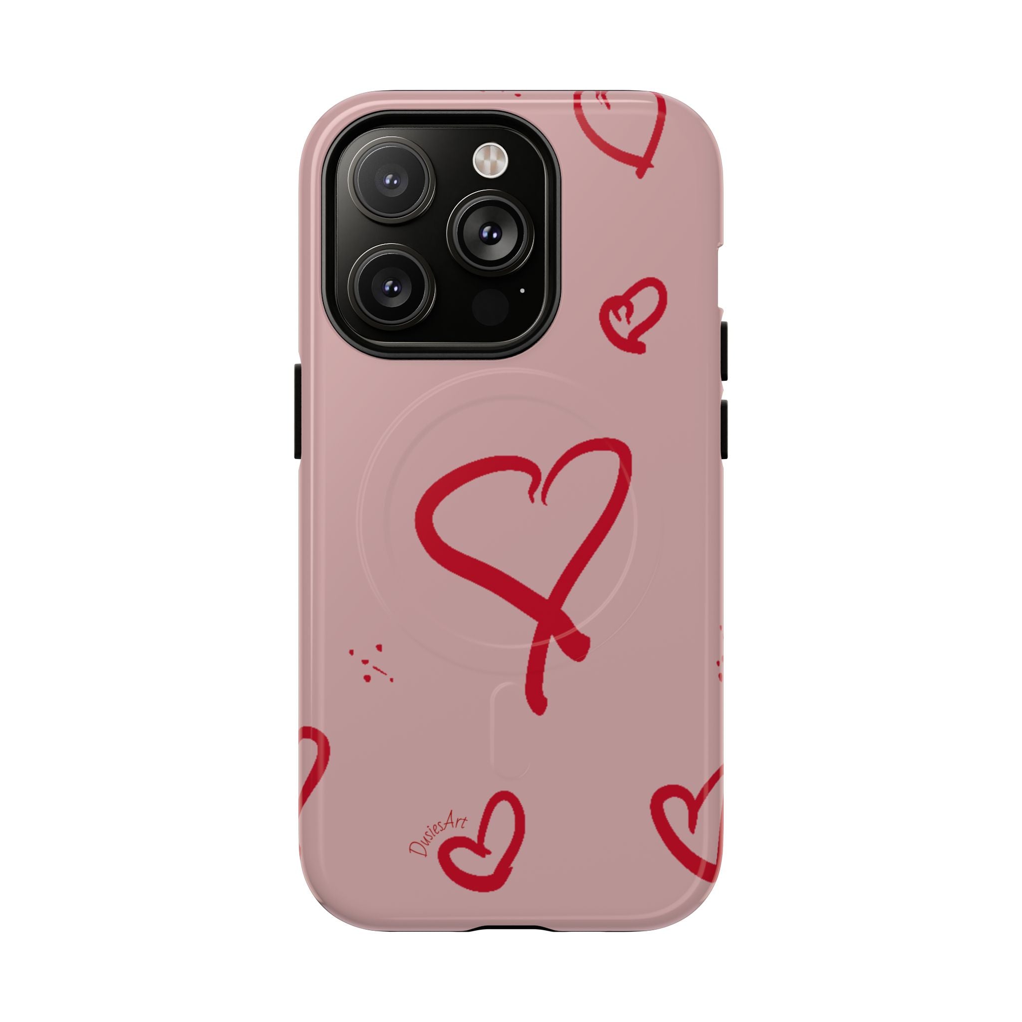 Red Doodle Hearts Phone Case | Tough Magnetic Case
